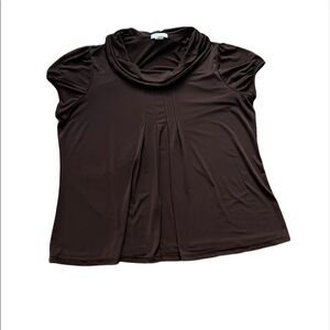 Dressbarn women’s short sleeve brown flowy cowl neck top Size 1X